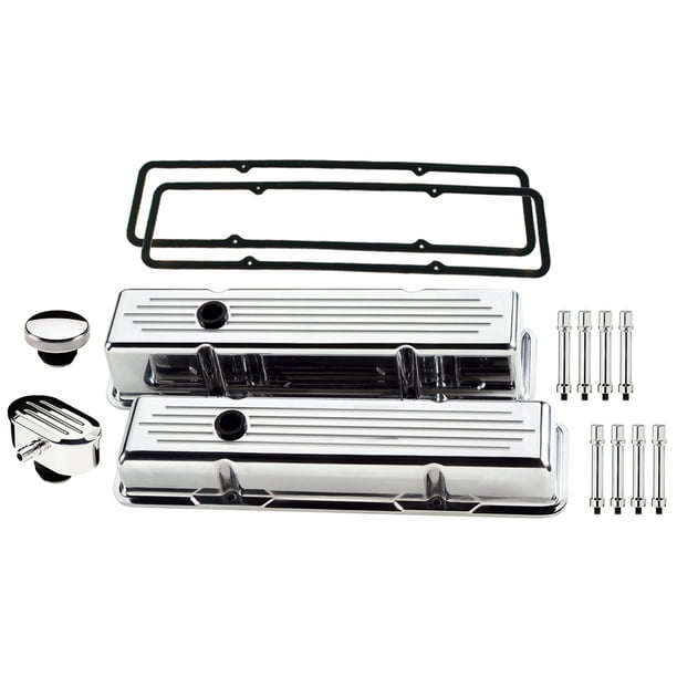 BILLET SPECIALTIES BALL MILLED POLISHED ALUM SBC CENTER BOLT TALL VALVE COVERS BILLET SPECIALTIES BALL MILLED POLISHED ALUM SBC CENTER BOLT TALL VALVE COVERS